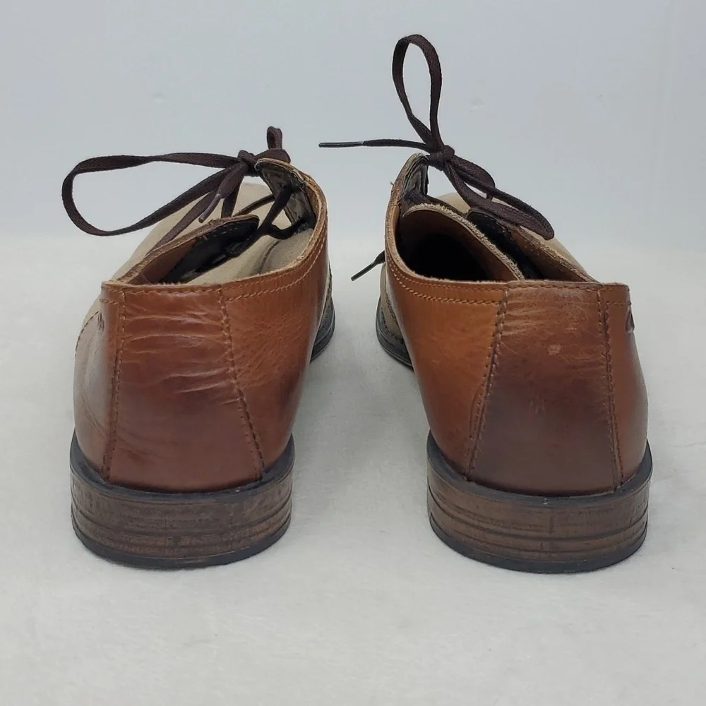 Clarks Hawley Walk Oxfords Wolf Combo Contrasting Leather Tan Brown Mens 8.5